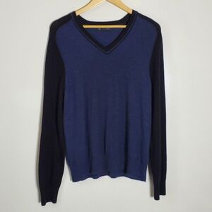 Banana Republic Men's Navy and Black Sweater Extra Fine Merino Size Large